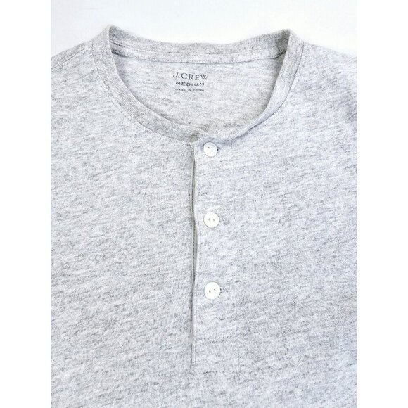 J. Crew Size Medium Mens Gray Cotton Charcoal Long Sleeve Fashion Henley - Picture 5 of 9
